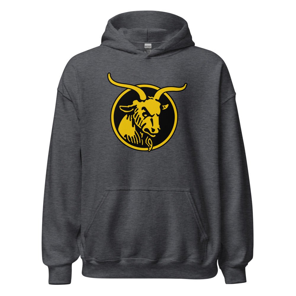 Retro Navy Hoodie - 1959 Bill The Goat Means Business Art Hoodie - rivalryweek