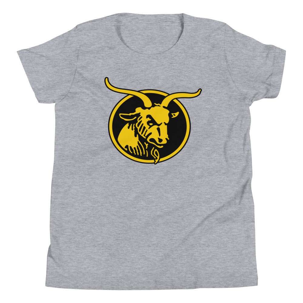 Retro Navy Kids Youth Shirt - 1959 Bill The Goat Means Business Art Youth Staple Tee - rivalryweek