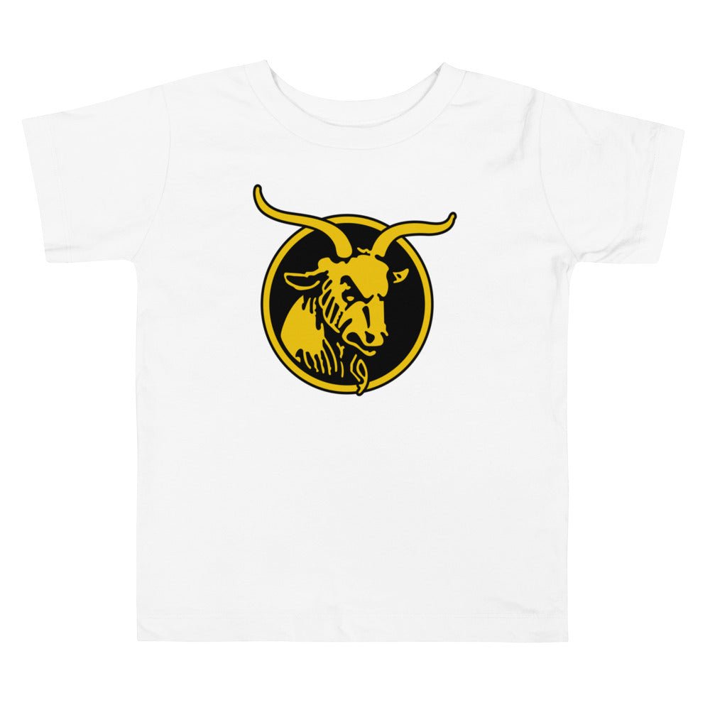 Retro Navy Toddler T Shirt - 1959 Bill The Goat Means Business Art Toddler Staple Tee - rivalryweek