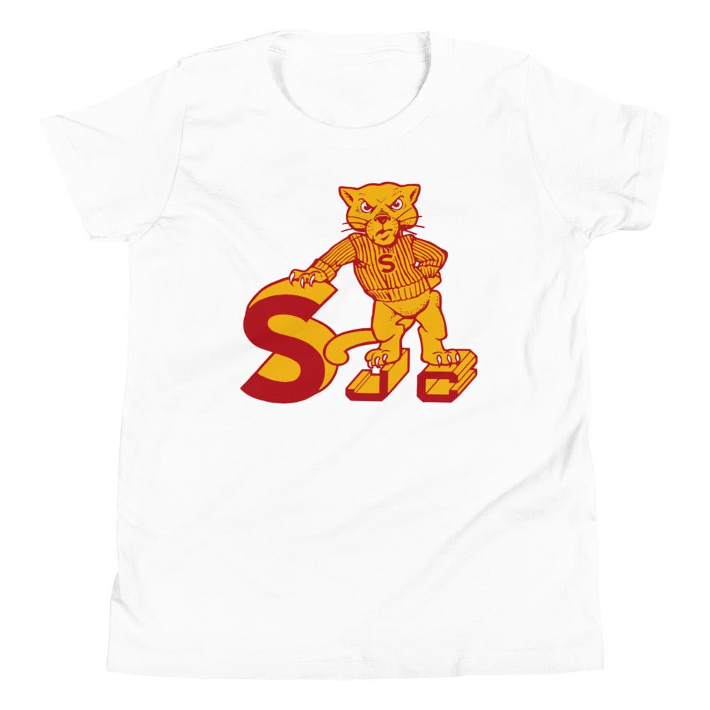 Sacramento City College Vintage Kids Youth Shirt - 1950 Varsity SJC Panther Art Youth Staple Tee - rivalryweek