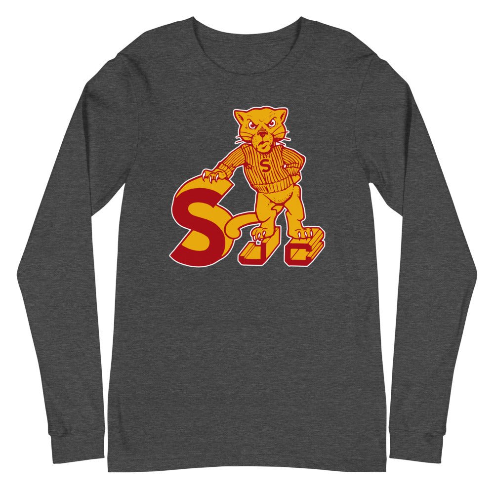 Sacramento City College Vintage Long Sleeve Shirt - 1950 Varsity SJC Panther Art Long Sleeve Shirt - rivalryweek