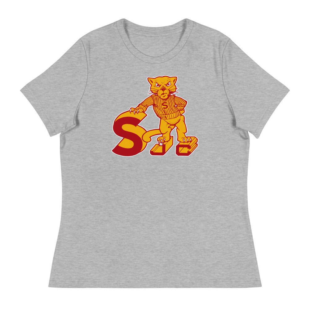 Sacramento City College Vintage Women's Relaxed Shirt - 1950 Varsity SJC Panther Art W Relaxed T Shirt - rivalryweek