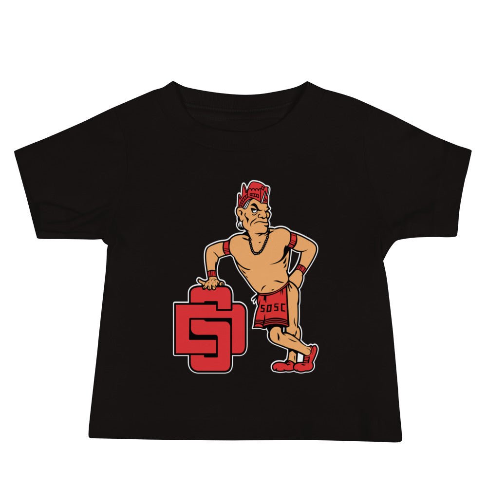 San Diego State Vintage Baby T Shirt - 1950s Leaning Aztec Art Baby Staple Tee - rivalryweek