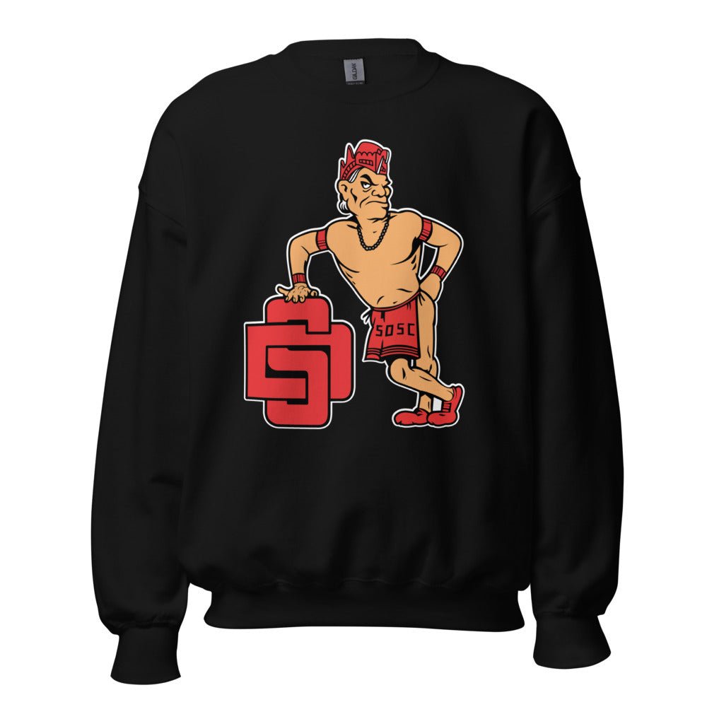 San Diego State Vintage Crew Neck Sweatshirt - 1950s Leaning Aztec Art Sweatshirt - rivalryweek