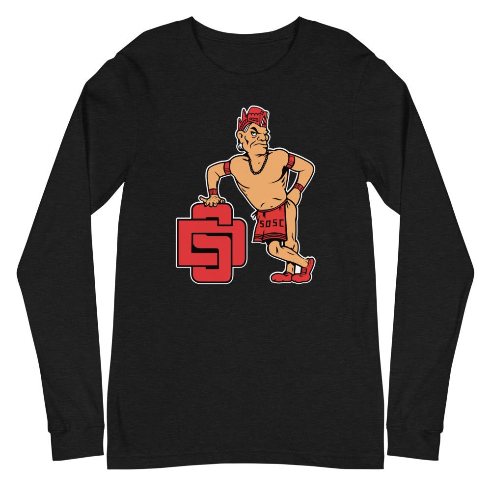 San Diego State Vintage Long Sleeve Shirt - 1950s Leaning Aztec Art Long Sleeve Shirt - rivalryweek