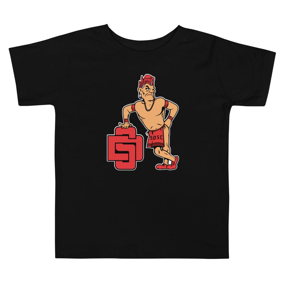 San Diego State Vintage Toddler T Shirt - 1950s Leaning Aztec Art Toddler Staple Tee - rivalryweek