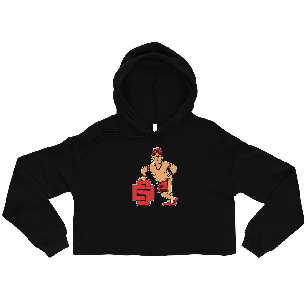 San Diego State Vintage Women's Cropped Hoodie - 1950s Leaning Aztec Art Cropped Hoodie - rivalryweek