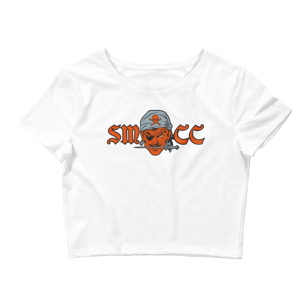 Santa Monica College Vintage Crop Top - 1940s SMCC Corsairs Mascot Art Crop Top - rivalryweek