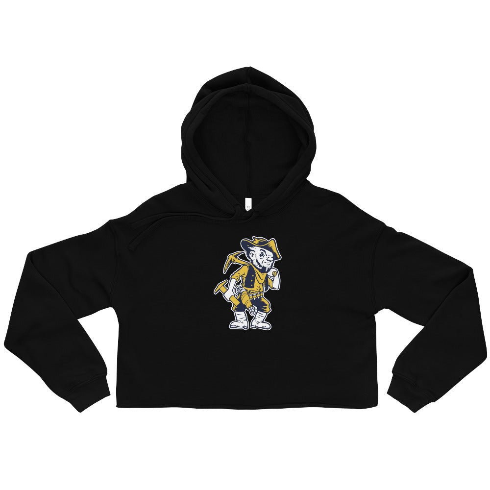 South Dakota School of Mines Women's Cropped Hoodie - 1940s Vintage Hardrocker Art Cropped Hoodie - Rivalry Week