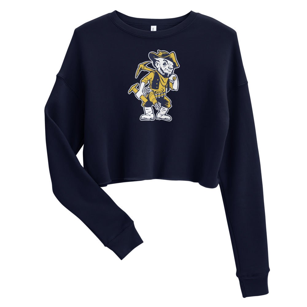 South Dakota School of Mines Women's Cropped Sweatshirt - 1940s Vintage Hardrocker Art Cropped Sweatshirt - Rivalry Week