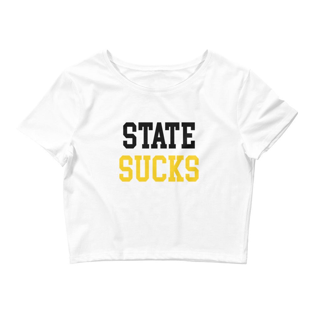 State Sucks Iowa Rivalry Crop Top White Crop Top - rivalryweek