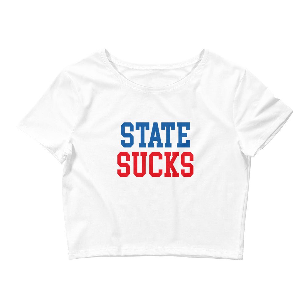 State Sucks Kansas Rivalry Crop Top White Crop Top - rivalryweek