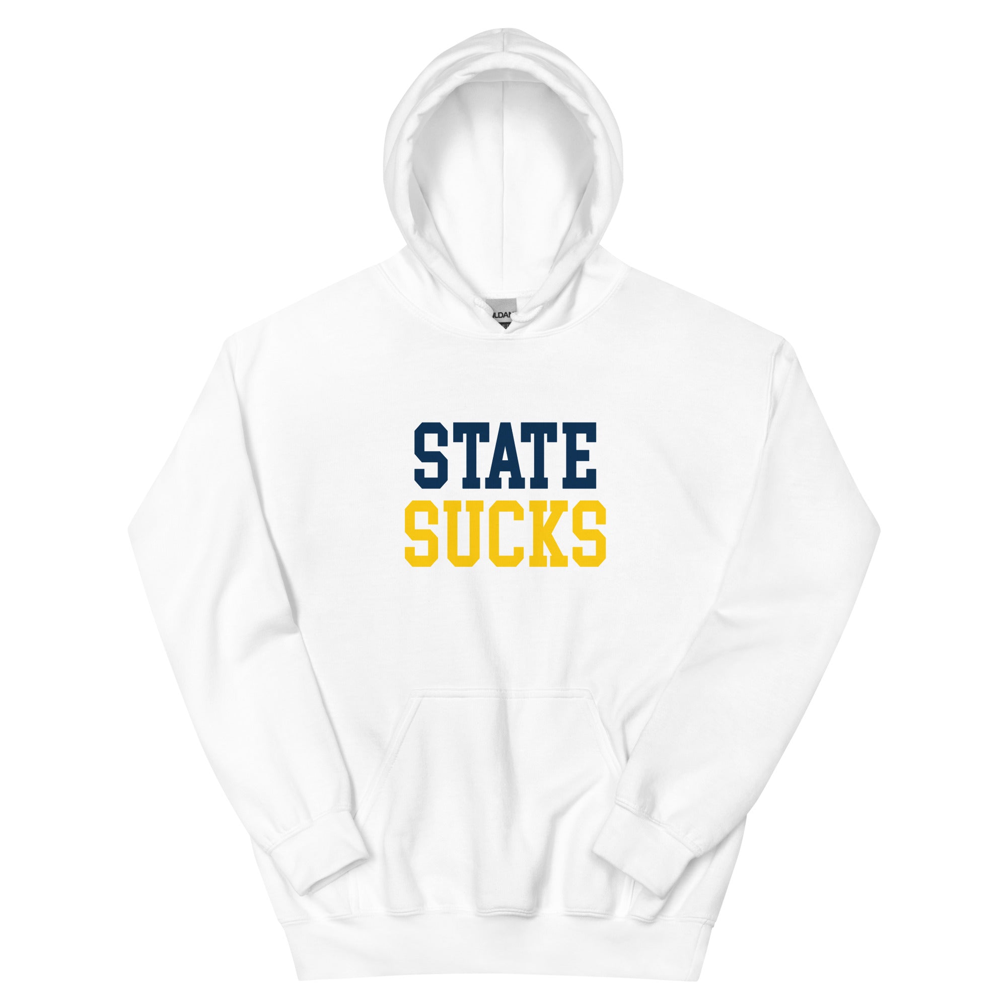 State Sucks Michigan Rivalry Hoodie - White Sweatshirt - rivalryweek