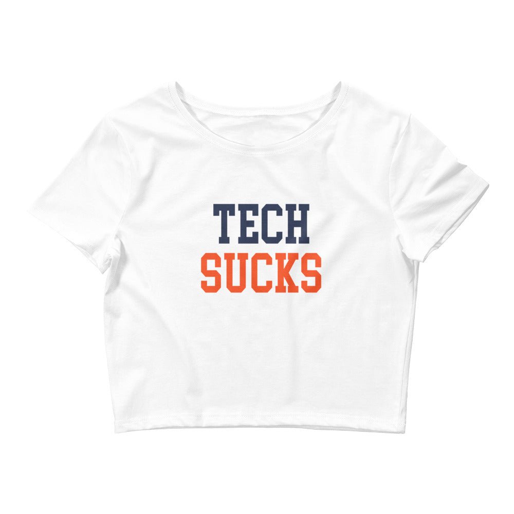 Tech Sucks Virginia Rivalry Crop Top White Crop Top - rivalryweek