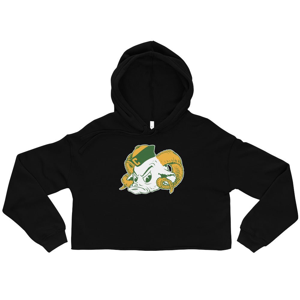 Throwback CSU Rams Women's Cropped Hoodie - 1940s Sailor Ram Art Cropped Hoodie - Rivalry Week