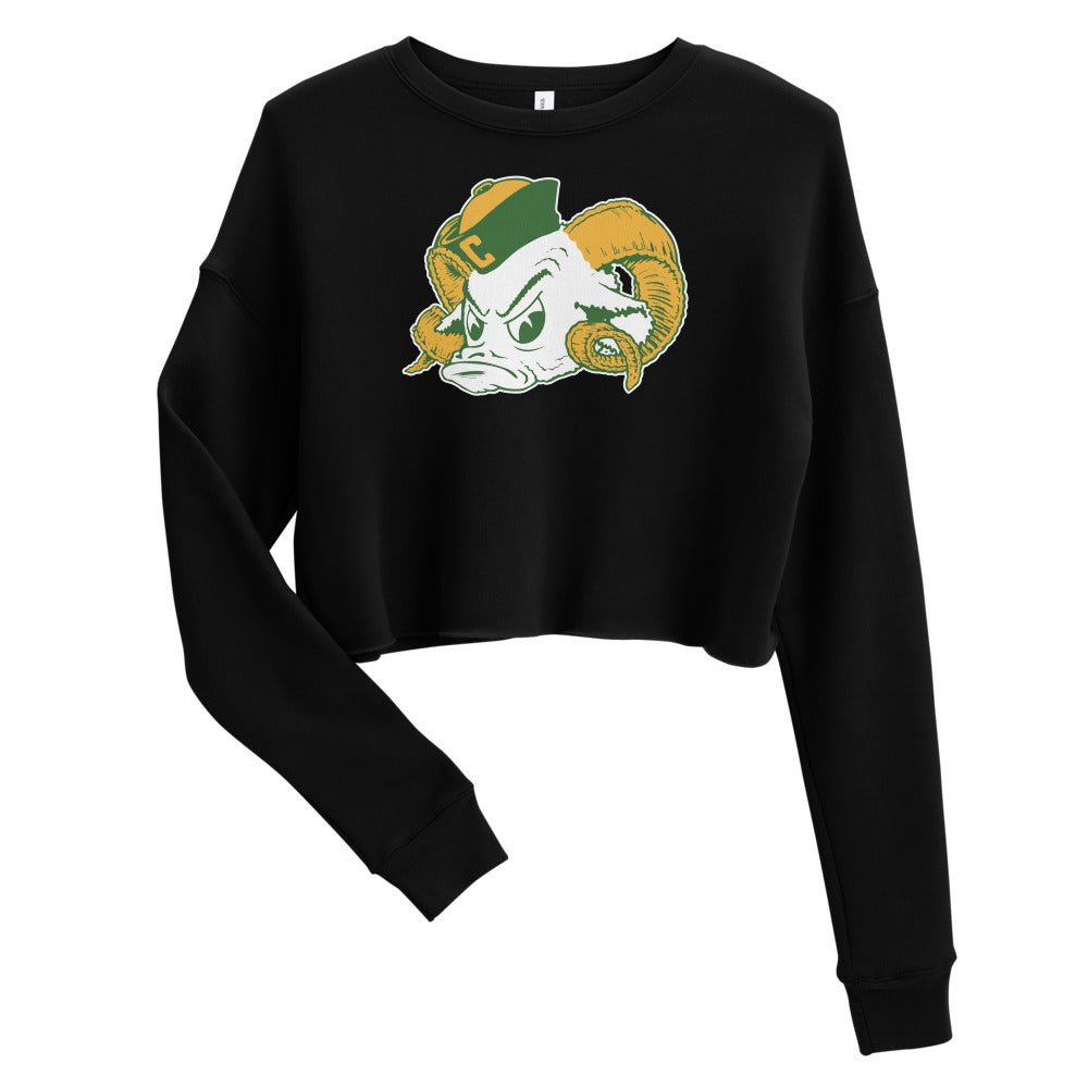 Throwback CSU Rams Women's Cropped Sweatshirt - 1940s Sailor Ram Art Cropped Sweatshirt - Rivalry Week