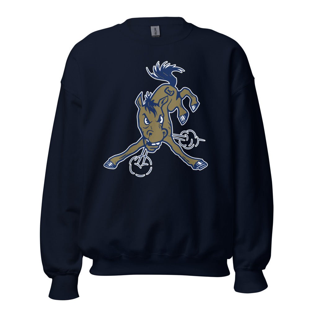 UC Davis Vintage Mascot Crew Neck Sweatshirt - 1950s Wild Mustang Art Sweatshirt - Rivalry Week