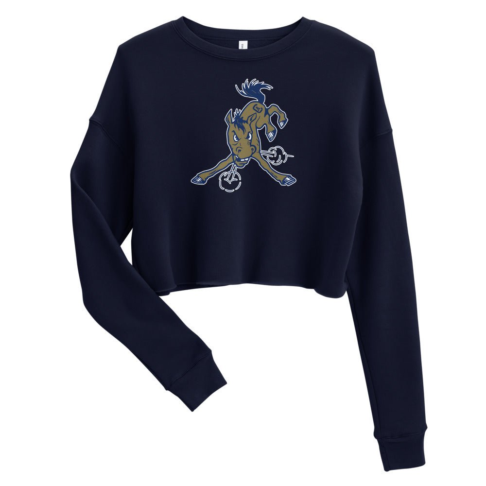 UC Davis Vintage Mascot Women's Cropped Sweatshirt - 1950s Wild Mustang Art Cropped Sweatshirt - Rivalry Week