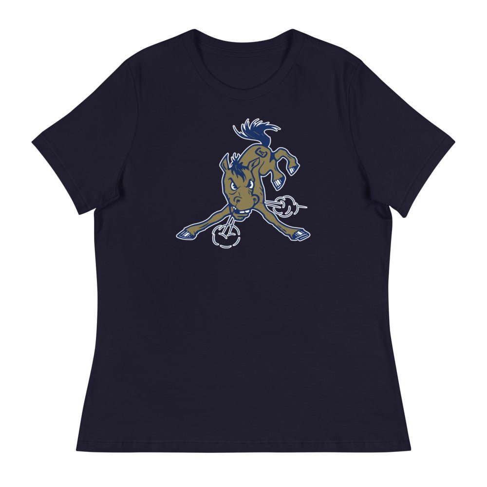 UC Davis Vintage Mascot Women's Relaxed Shirt - 1950s Wild Mustang Art W Relaxed T Shirt - Rivalry Week