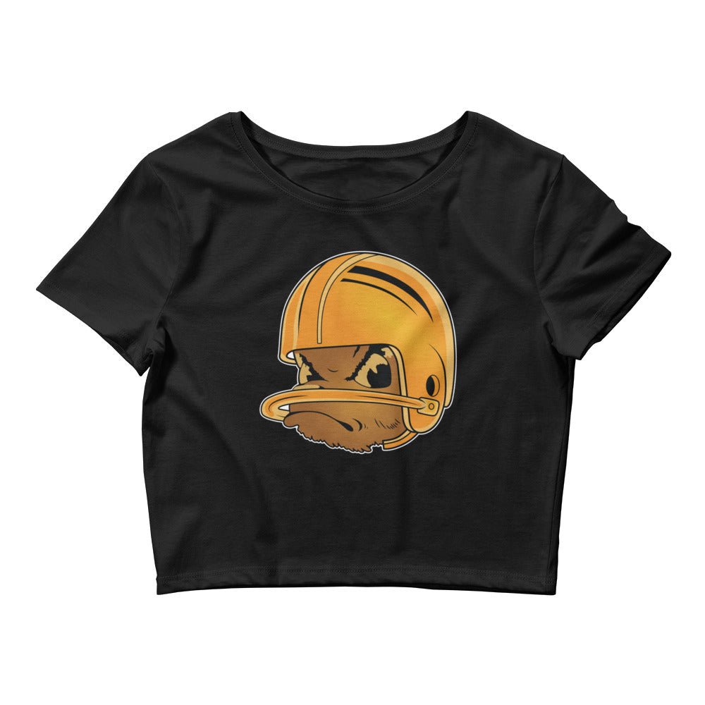 UCLA Vintage Football Crop Top - 1950s Single Bar Helmet Art Crop Top - rivalryweek