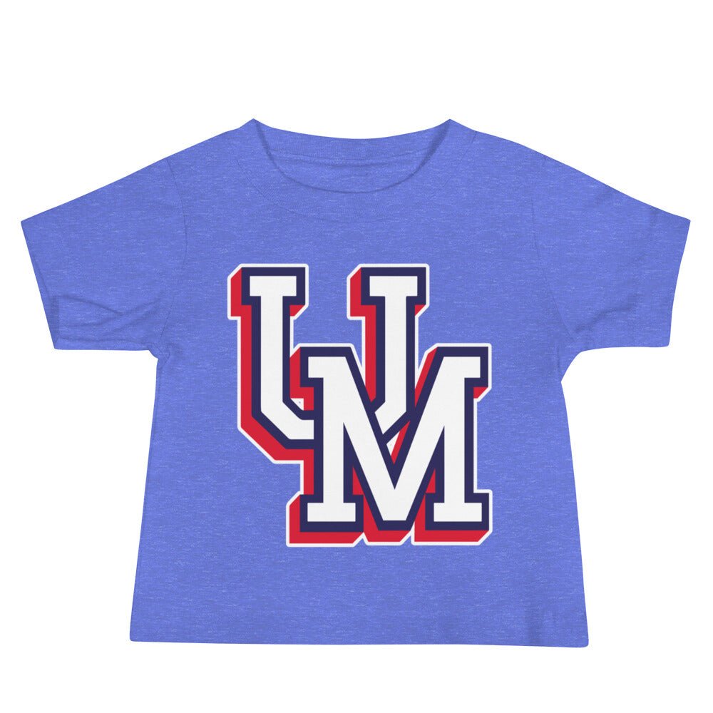 Upper Makefield Baby T Shirt - UM Block Baseball & Softball Logo Art Baby Staple Tee - Rivalry Week