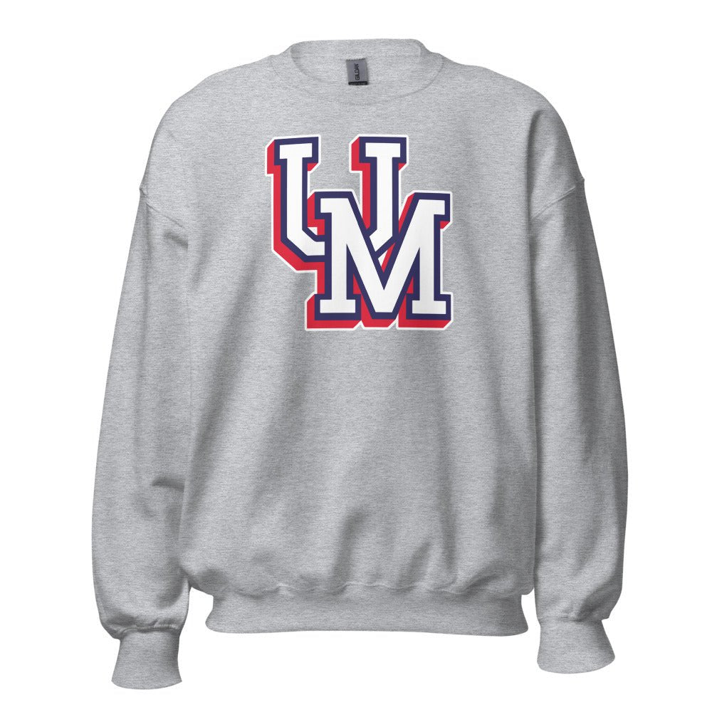 Upper Makefield Crew Neck Sweatshirt - UM Block Baseball & Softball Logo Art Sweatshirt - Rivalry Week