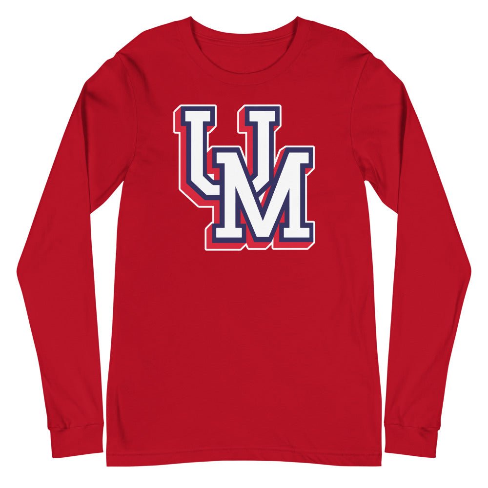 Upper Makefield Long Sleeve Shirt - UM Block Baseball & Softball Logo Art Long Sleeve Shirt - Rivalry Week