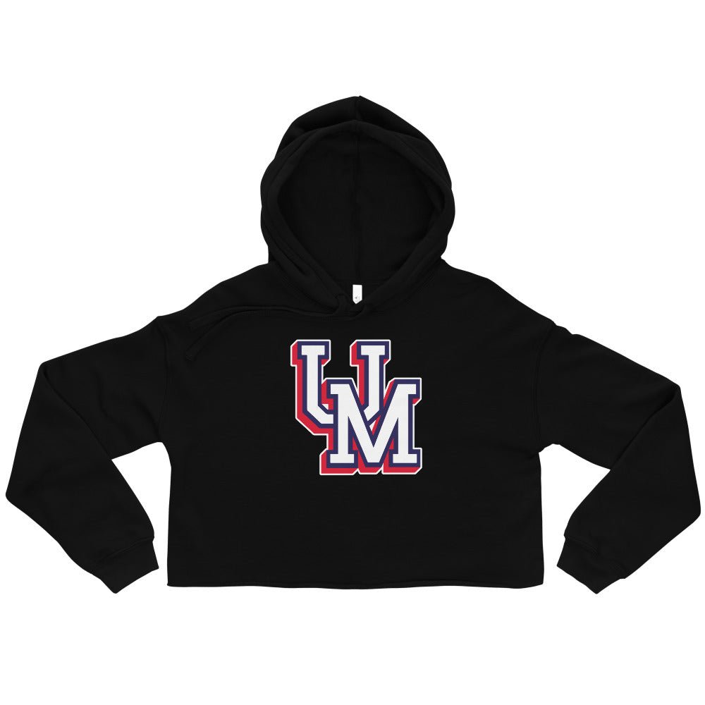 Upper Makefield Women's Cropped Hoodie - UM Block Baseball & Softball Logo Art Cropped Hoodie - Rivalry Week