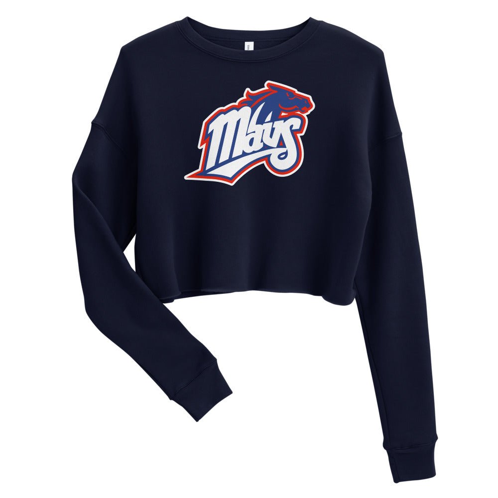 Upper Makefield Women's Cropped Sweatshirt - Mavs Baseball/Softball Art Cropped Sweatshirt - Rivalry Week