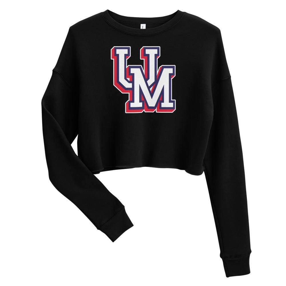 Upper Makefield Women's Cropped Sweatshirt - UM Block Baseball & Softball Logo Art Cropped Sweatshirt - Rivalry Week