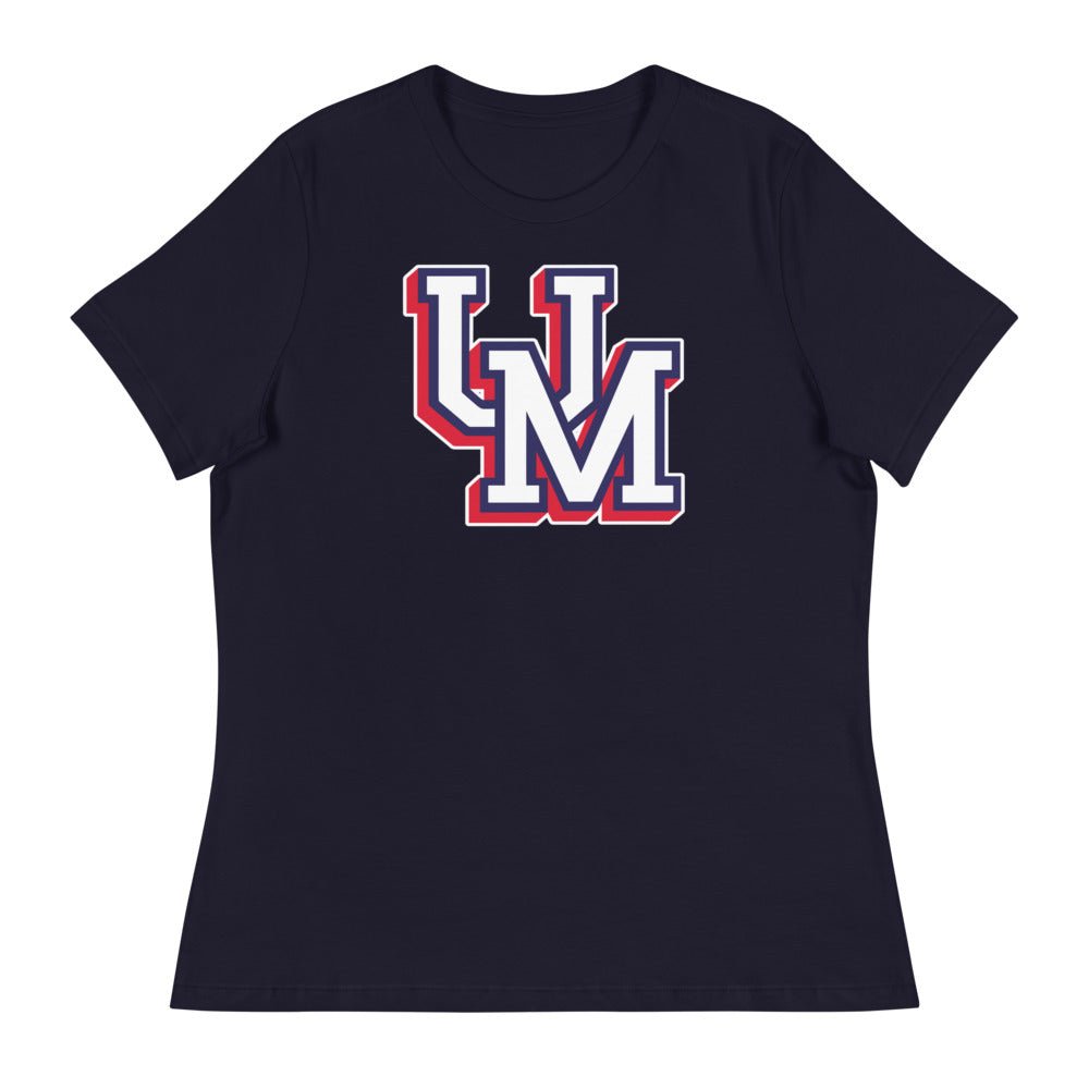 Upper Makefield Women's Relaxed Shirt - UM Block Baseball & Softball Logo Art W Relaxed T Shirt - Rivalry Week