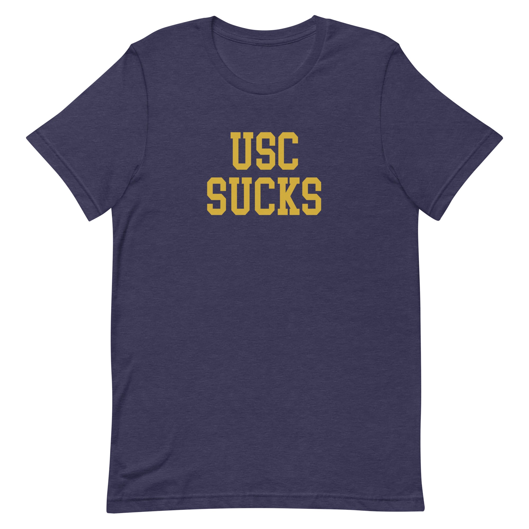 USC Sucks Notre Dame Rivalry T Shirt Heather Navy Blue Shirt - rivalryweek