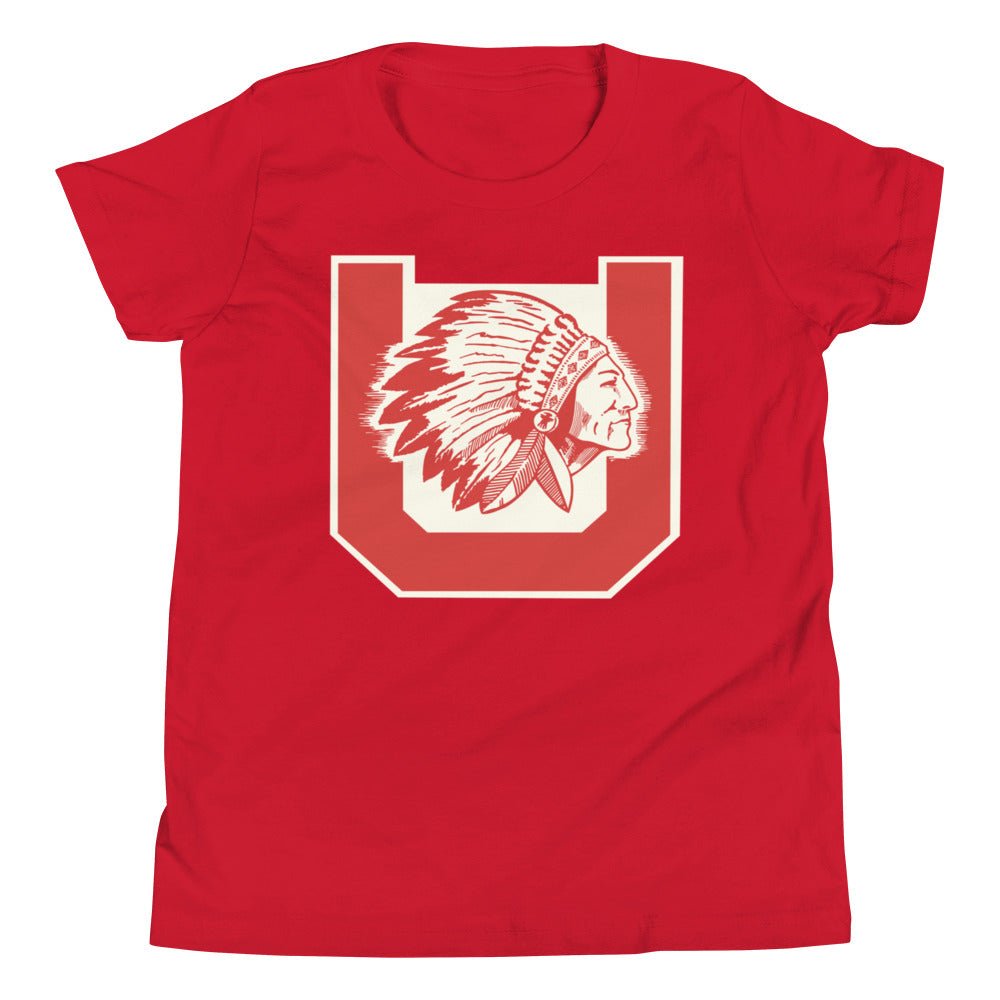 Utah Vintage Kids Youth Shirt - 1950 Utes Decal Art Youth Staple Tee - rivalryweek