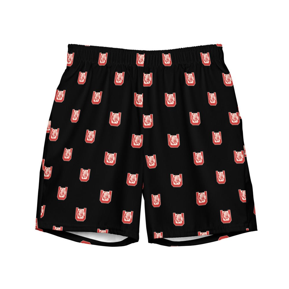 Utah Vintage Swim Trunks - 1950 Utes Decal Black Pattern Swim Trunks - Rivalry Week