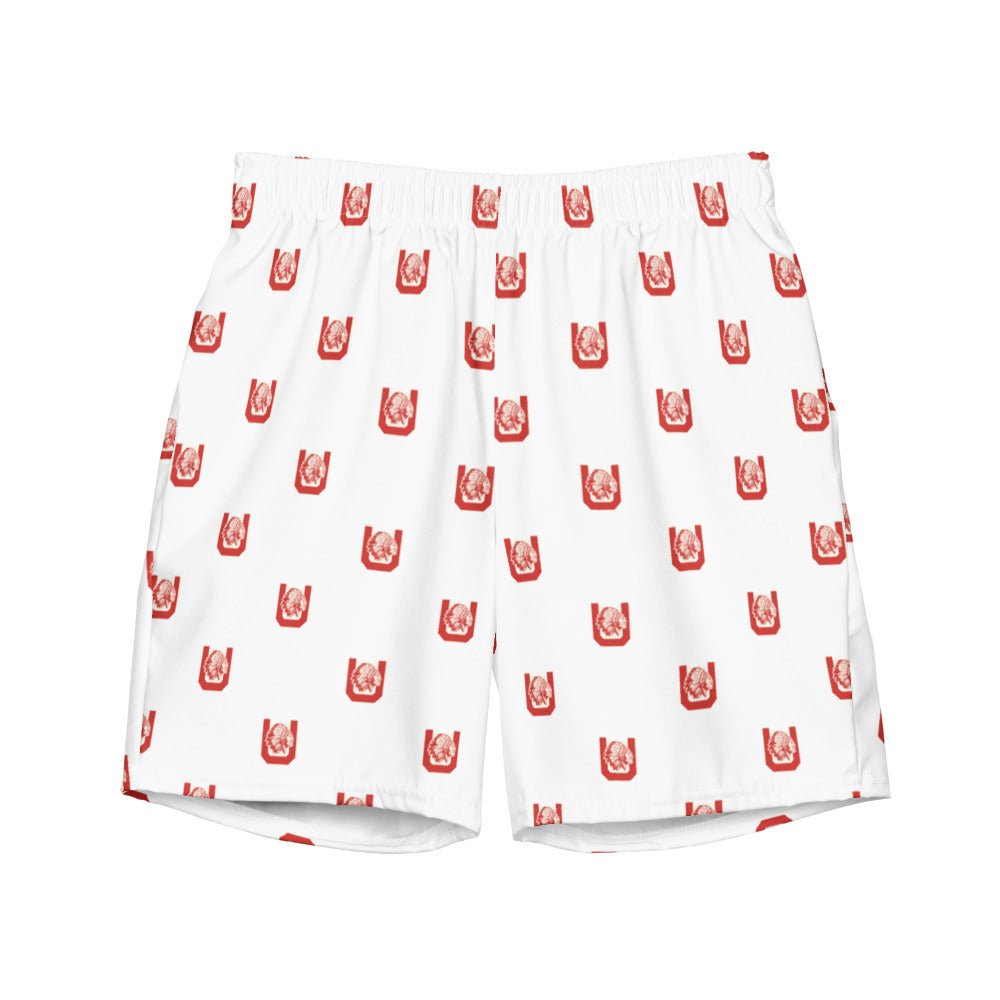 Utah Vintage Swim Trunks - 1950 Utes Decal White Pattern Swim Trunks - Rivalry Week