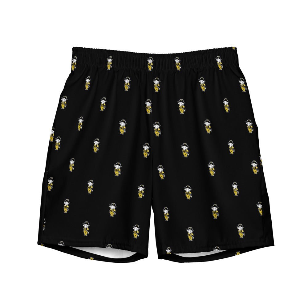 Vanderbilt Vintage Mascot Swim Trunks - 1950s Cartoon Commodore Black Pattern Swim Trunks - Rivalry Week