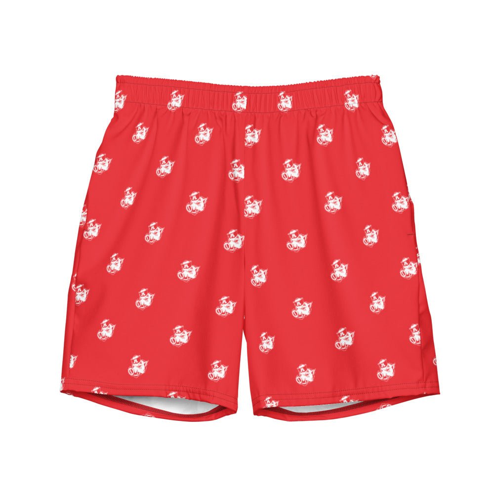 Vintage Arkansas Razorback Swim Trunks - 1940s Sailor Mascot Pattern Swim Trunks - Rivalry Week