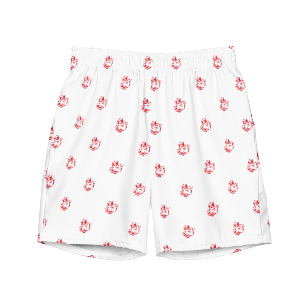 Vintage Arkansas Razorback Swim Trunks - 1940s Sailor Mascot White Pattern Swim Trunks - Rivalry Week