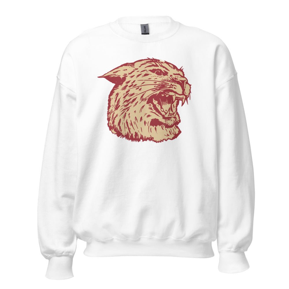 Vintage Bates Crew Neck Sweatshirt - 1940s The Wild Cat Art Sweatshirt - Rivalry Week