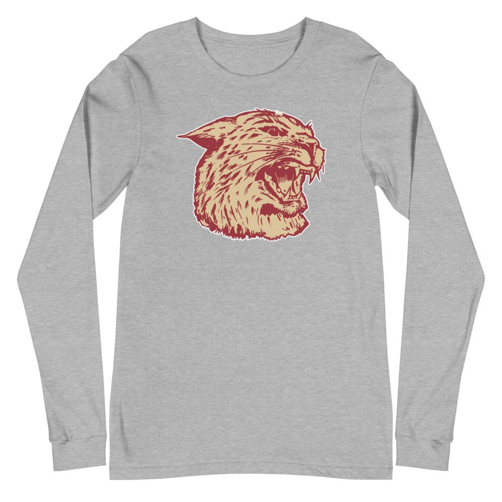 Vintage Bates Long Sleeve Shirt - 1940s The Wild Cat Art Long Sleeve Shirt - Rivalry Week