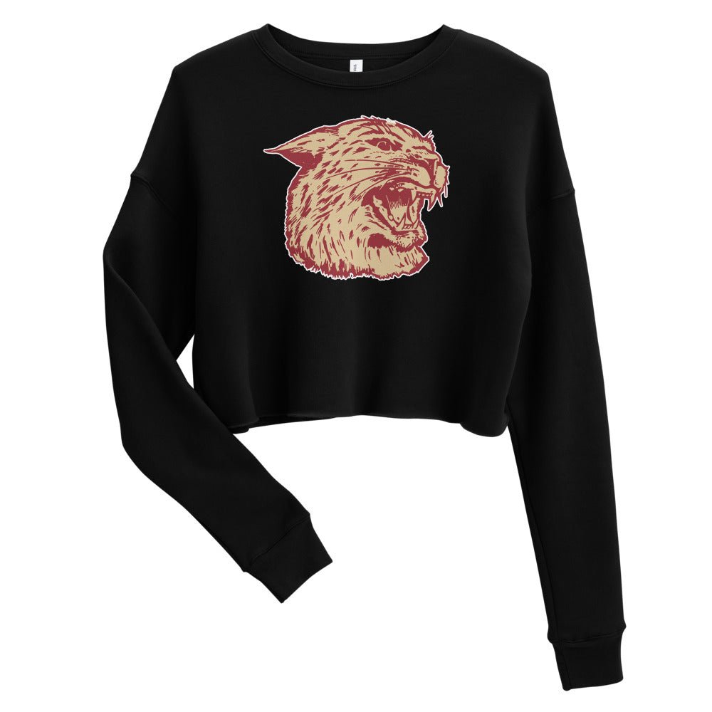 Vintage Bates Women's Cropped Sweatshirt - 1940s The Wild Cat Art Cropped Sweatshirt - Rivalry Week