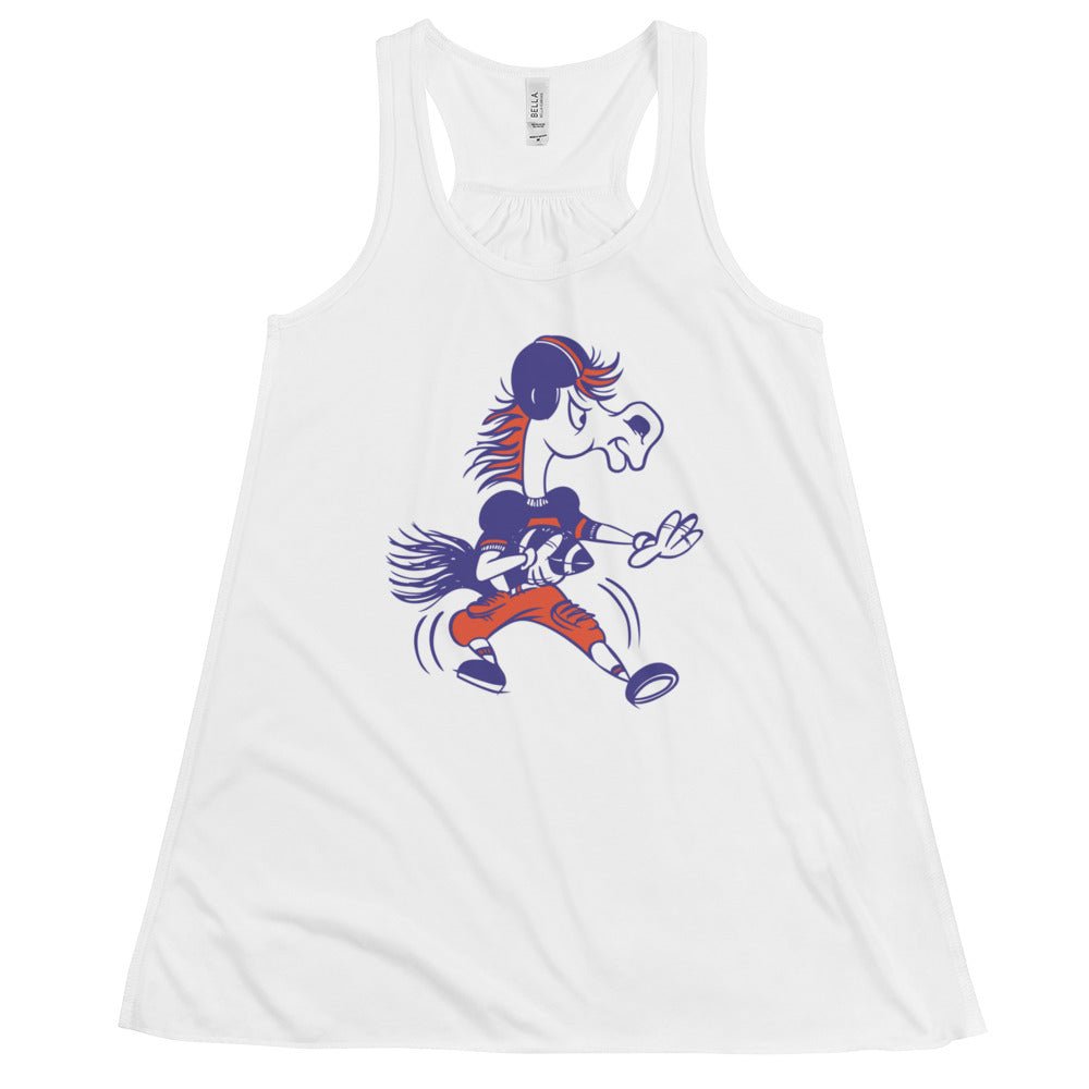 Vintage Boise State Football Women's Flowy Tank Top - 1960s Bronco Dropback Art W Tank Top - rivalryweek