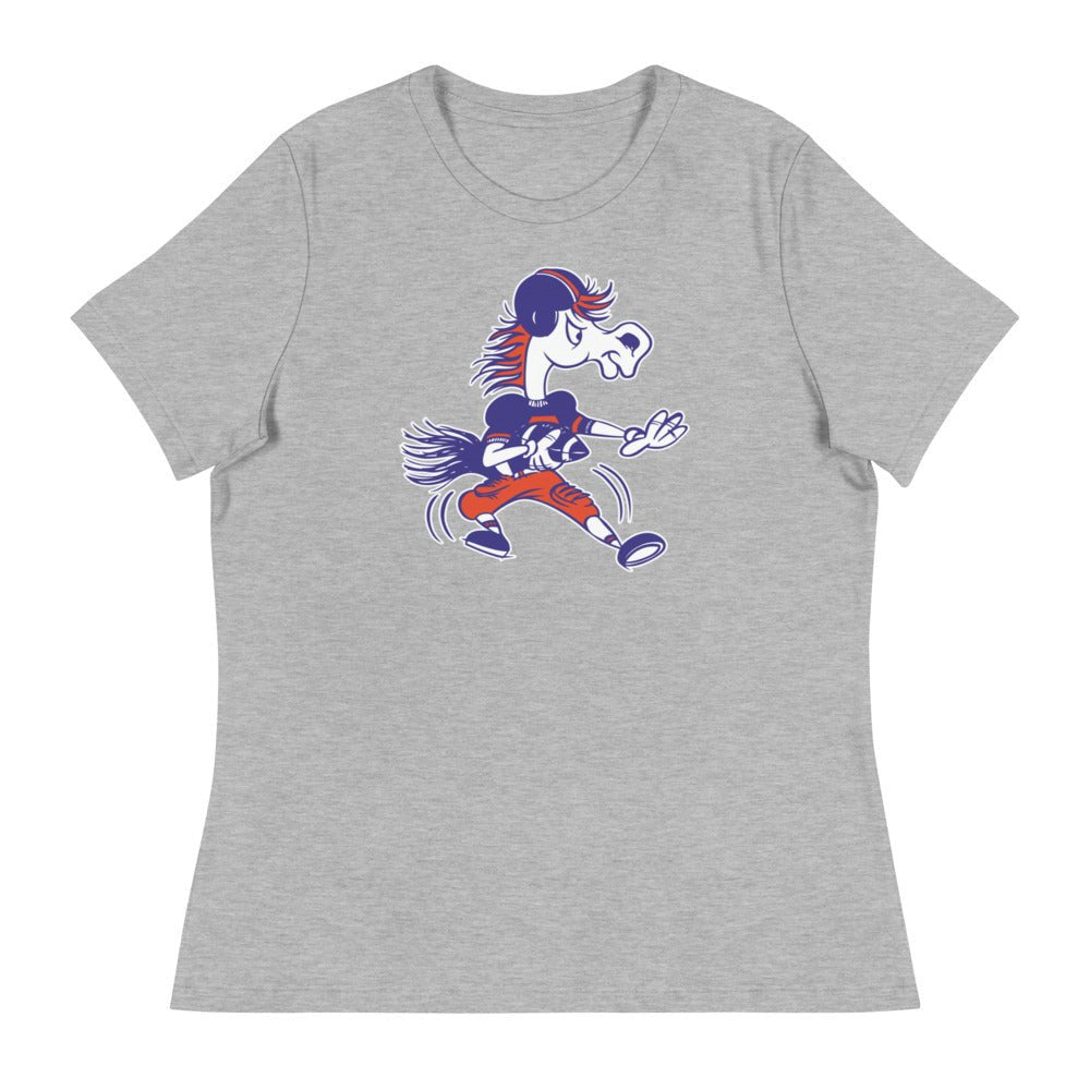 Vintage Boise State Football Women's Relaxed Shirt - 1960s Bronco Dropback Art W Relaxed T Shirt - rivalryweek