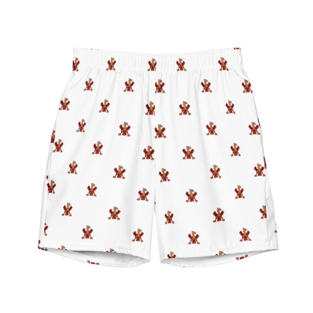 Vintage Boston College Eagle Mascot Swim Trunks - 1946 Vintage BC Eagle Mascot White Pattern Swim Trunks - Rivalry Week