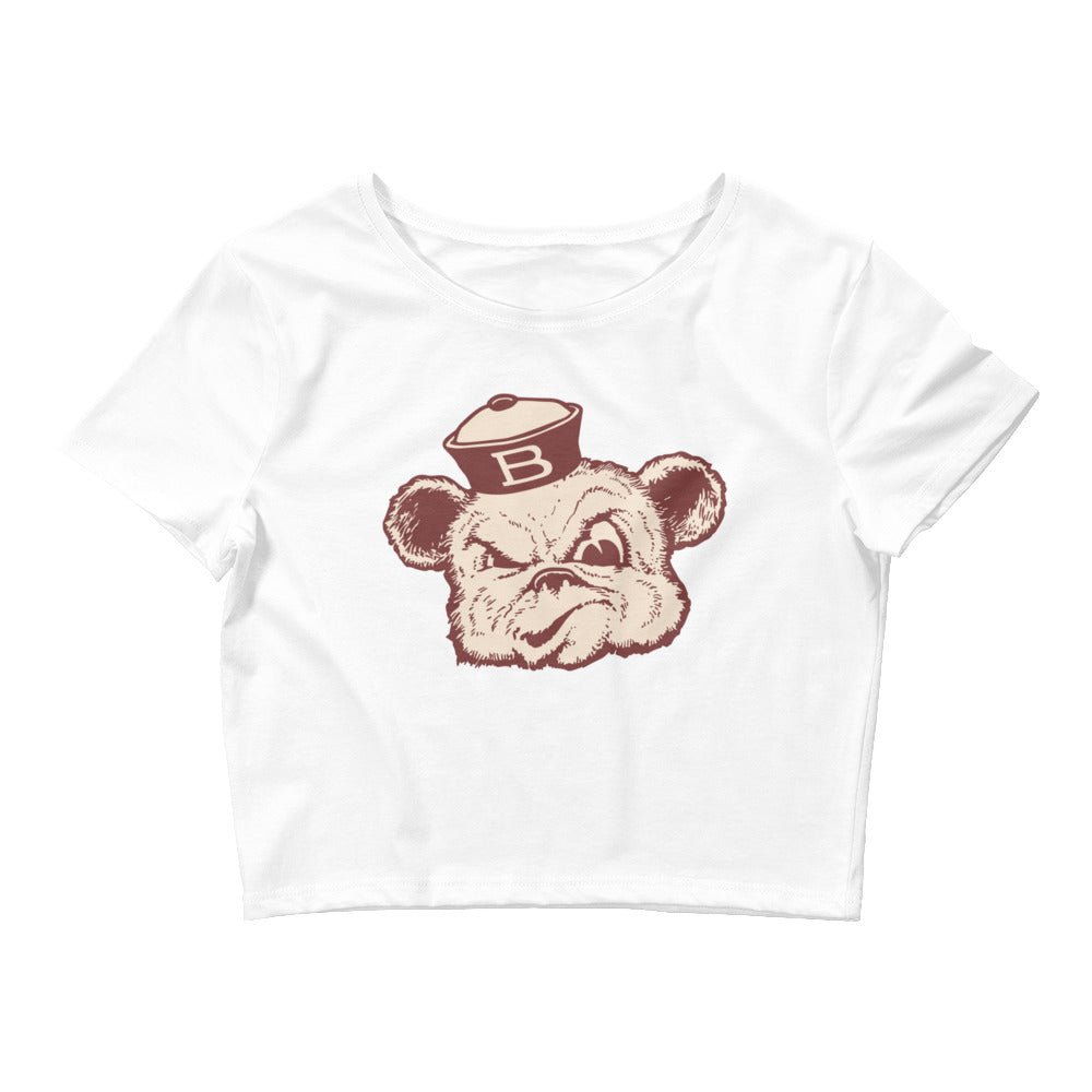 Vintage Brown Crop Top - 1940s Sailor Bear Art Crop Top - rivalryweek