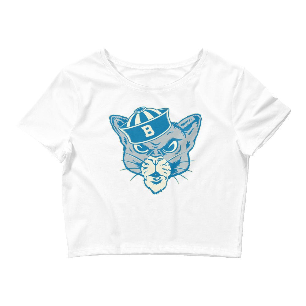 Vintage BYU Sailor Mascot Crop Top - 1940s BYU Sailor Cougar Art Crop Top - rivalryweek