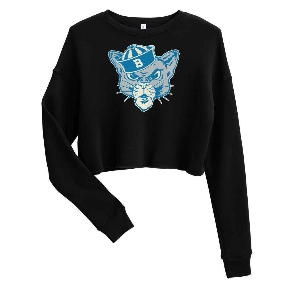 Vintage BYU Sailor Mascot Women's Cropped Sweatshirt - 1940s BYU Sailor Cougar Art Cropped Sweatshirt - rivalryweek