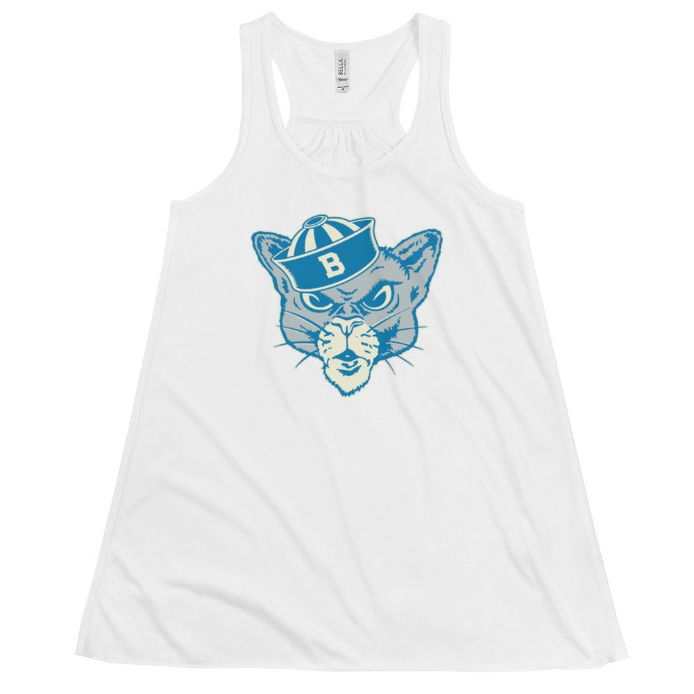 Vintage BYU Sailor Mascot Women's Flowy Tank Top - 1940s BYU Sailor Cougar Art W Tank Top - rivalryweek