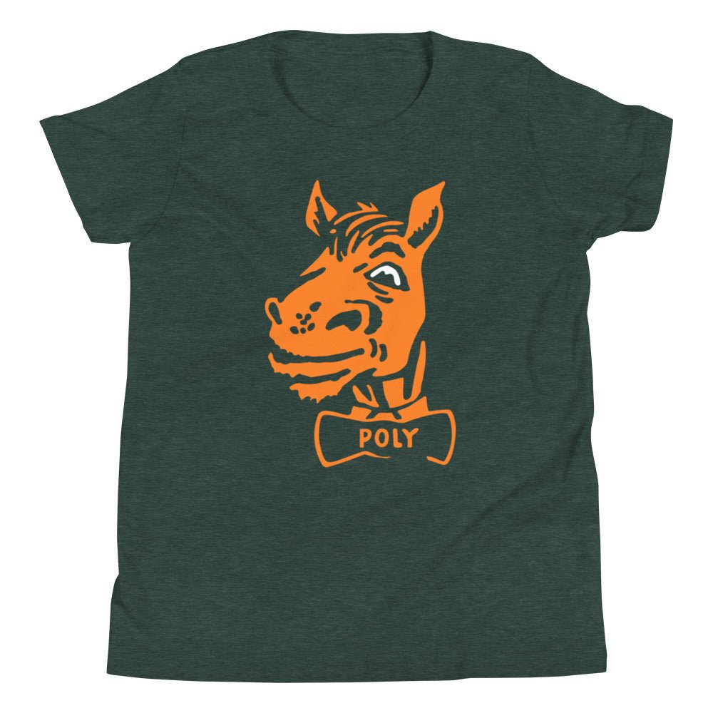 Vintage Cal Poly Kids Youth Shirt - 1940s Mustang Mascot Art Youth Staple Tee - Rivalry Week