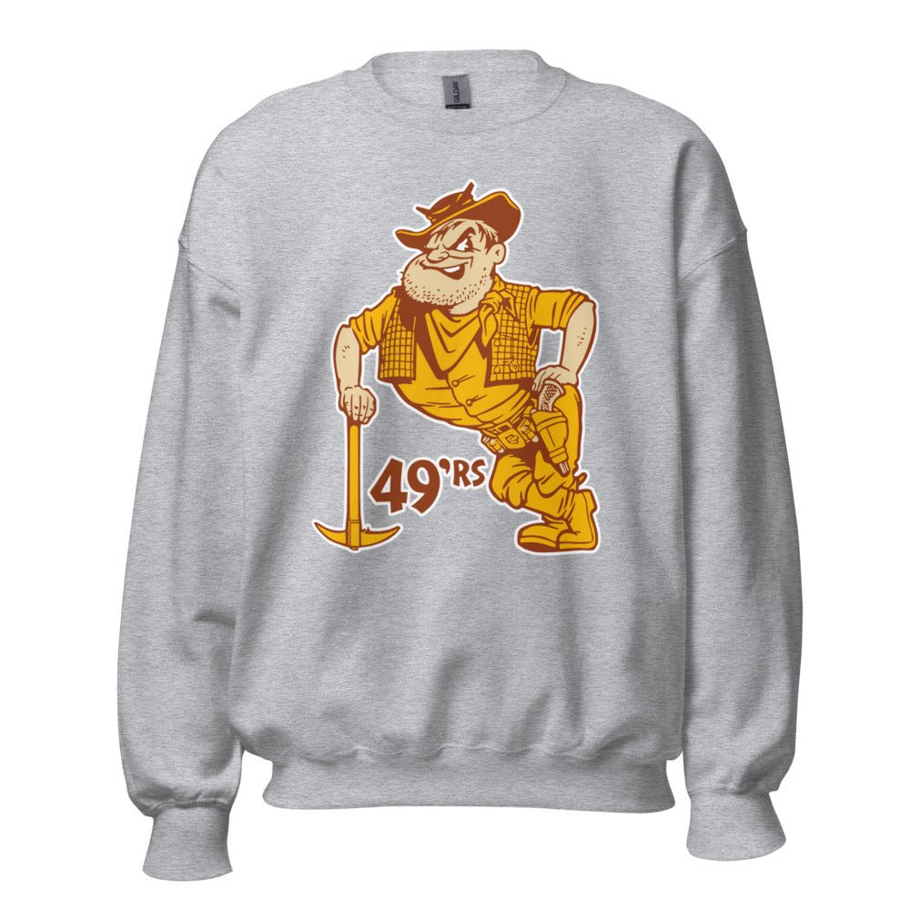 Vintage Cal State Long Beach Crew Neck Sweatshirt - 1950s Leaning 49er Mascot Art Sweatshirt - Rivalry Week